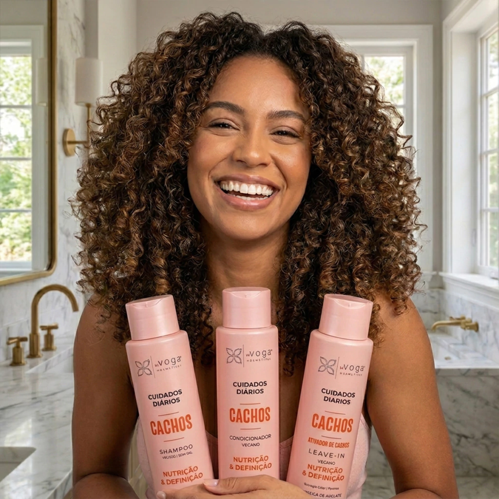 Kit Cuidados Diários Cachos — Shampoo, Condicionador e Leave-in